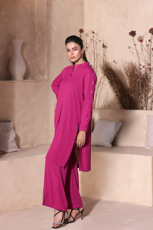 Magenta Pleated Set